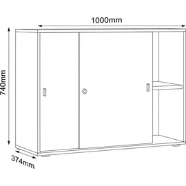 VCM Salia Aktenschrank 100 x 37 x 74 cm grau