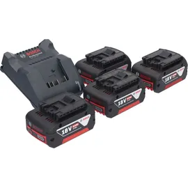 Bosch GAL 18V-20 Akku Ladegerät 10,8 - 18 V 2 A ( 2607226281 ) + 4x GBA 18 V 5,0 Ah Akku ( 4x 2607337069 )