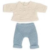 MINILAND BABY Strick-Kleiderset Miniland Dolls Pullover und Hose Blau/Weiß