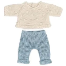 MINILAND BABY Strick-Kleiderset Miniland Dolls Pullover und Hose Blau/Weiß