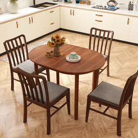 Costway Esstisch, Esszimmertisch Holz für 2-4 Personen, Küchentisch mit 4 Gummibaumholzbeinen, Holztisch, Walnuss