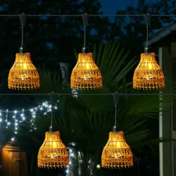 LED Party Deko Lichterkette Boho Korboptik Lampenschirme Garten Balkon koppelbar