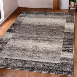 Teppich MY HOME "Beldre" Gr. 31, braun, B:280cm H:9mm L:380cm, Kunstfaser, Teppiche, mit besonders weichem Flor, Kurzflor, modernes Design, mit Bordüre