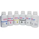 Furvveerr DTF Tinte für A3/A4 DTF Drucker, 6 x 500 ML, DTF Tinte Set für Flachbett-DTF-Drucker, Schwarz, Weiß, Rot, Gelb, Blau