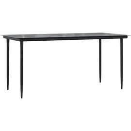 vidaXL PVC-Rattan Garten-Essgruppe 7-tlg. schwarz 3156549