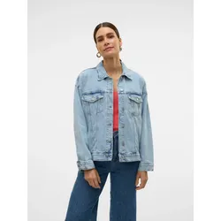 Jeansjacke VERO MODA "VMTESSA LS OVERSIZE DENIM JACKET GA NOOS", Damen, Gr. S (36), light blau denim detail:ra339, Web, Denim/Jeans, Obermaterial: 72% Baumwolle, 26% Polyester, 2% Elasthan, unifarben, modisch, oversize, Langarm, Jacken