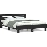 VidaXL Bettgestell mit Kopfteil Schwarz 150x200 cm Holzwerkstoff