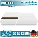 Kindermatratze MED+ 60 x 120 x 12 cm aus hochwertigem Kaltschaum | Rollmatratze mit waschbarem Bezug und Kokosmatte I H2 / H3