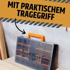 GarPet 2er Set Sortimentskasten 17 Fach mit Tragegriff Sortierkasten für Kleinteile Organizer Schrauben Sortierbox Kleinteilemagazin Sortimentsboxen