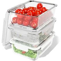 classbach Classbach® Frischhaltedosen Glas mit Deckel | 3er Set | für Mikrowelle Spülmaschine Gefrierfach Ofen geeignet | Meal Prep Boxen Glas | mit Dampfventil | Glasbehälter mit Deckel | C-FHD 4020 G