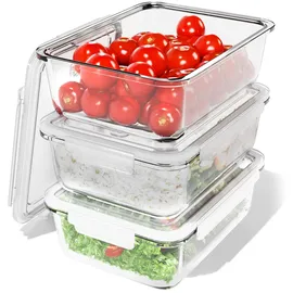 classbach Classbach® Frischhaltedosen Glas mit Deckel | 3er Set | für Mikrowelle Spülmaschine Gefrierfach Ofen geeignet | Meal Prep Boxen Glas | mit Dampfventil | Glasbehälter mit Deckel | C-FHD 4020 G