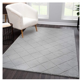 Carpet City Hochflor-Teppich »Moment«, rechteckig, besonders weich, Kaninchen Fell Haptik, 3D-Effekt, Rauten, Wohnzimmer, grau