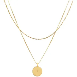 KUZZOI Halskette Herren Layer Figaro Venezianer Plättchen 925 Silber Gold