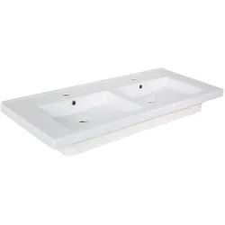 Doppelwaschtisch TRENDY 1210 x 155 x 510 mm, 2 Hahnlöcher, Keramik, weiß - 93 707 57