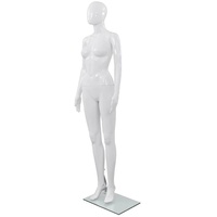 vidaXL Weibliche Schaufensterpuppe mit Glassockel Mannequin Weiß 175 cm