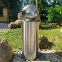 könige hausdeko gmbh Kugelbrunnen Ø25cm mit LED auf zylindrischen Edelstahl Eimer H60cm