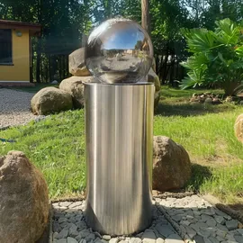 könige hausdeko gmbh Kugelbrunnen Ø25cm mit LED auf zylindrischen Edelstahl Eimer H60cm
