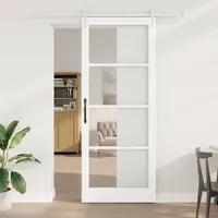 vidaXL Schiebetür mit Beschlägen Set Weiß 93x232 cm Massivholz Kiefer