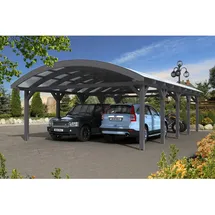 SKANHOLZ Franken Doppelcarport 6,35 x 9,69 m grau inkl. Pfostenanker