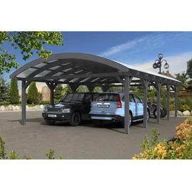 SKANHOLZ Franken Doppelcarport 6,35 x 9,69 m grau inkl. Pfostenanker