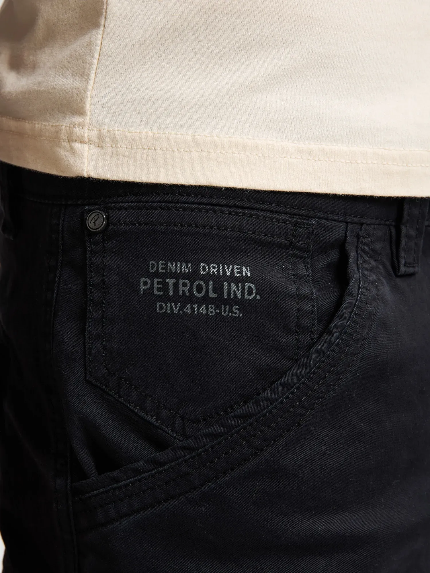 Cargohose PETROL INDUSTRIES, Herren, Gr. 32, Länge 32, schwarz, Web, Obermaterial: 98% Baumwolle, 2% Elasthan, normal lang, Hosen Cargohose