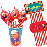 Carpeta 8 Papier-Trinkhalme * FEUERWEHRMANN Benny BRANDMEISTER * mit Trinkknick und Sticker | 38396 | Geburtstag Kinder Feuerwehr Kindergeburtstag Party Kinderparty Strohhalme Deko Partydeko