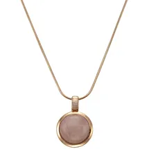 ZEEme Kette mit Anhänger 925 Sterling Silber rosé-vergoldet mit echtem Rosenquarz 12mm rot