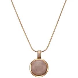 ZEEme Kette mit Anhänger 925 Sterling Silber rosé-vergoldet mit echtem Rosenquarz 12mm rot