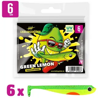 Lieblingsköder Gummifische 6cm - 6 Angelköder, Farbe Lieblingsköder:Green Lemon