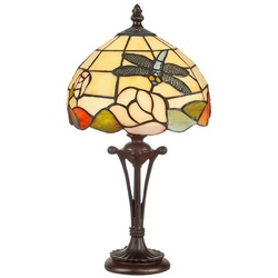Casa Padrino Luxus Tiffany Tischleuchte Mehrfarbig Ø 25 x H. 47 cm - Tiffany Hockerleuchte - Tiffany Schreibtischleuchte - Tiffany Leuchten - Luxus Interior - Luxus Leuchten