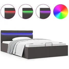 vidaXL Bett mit Bettkasten Hydraulisch LED Dunkelgrau Stoff 140x200 cm