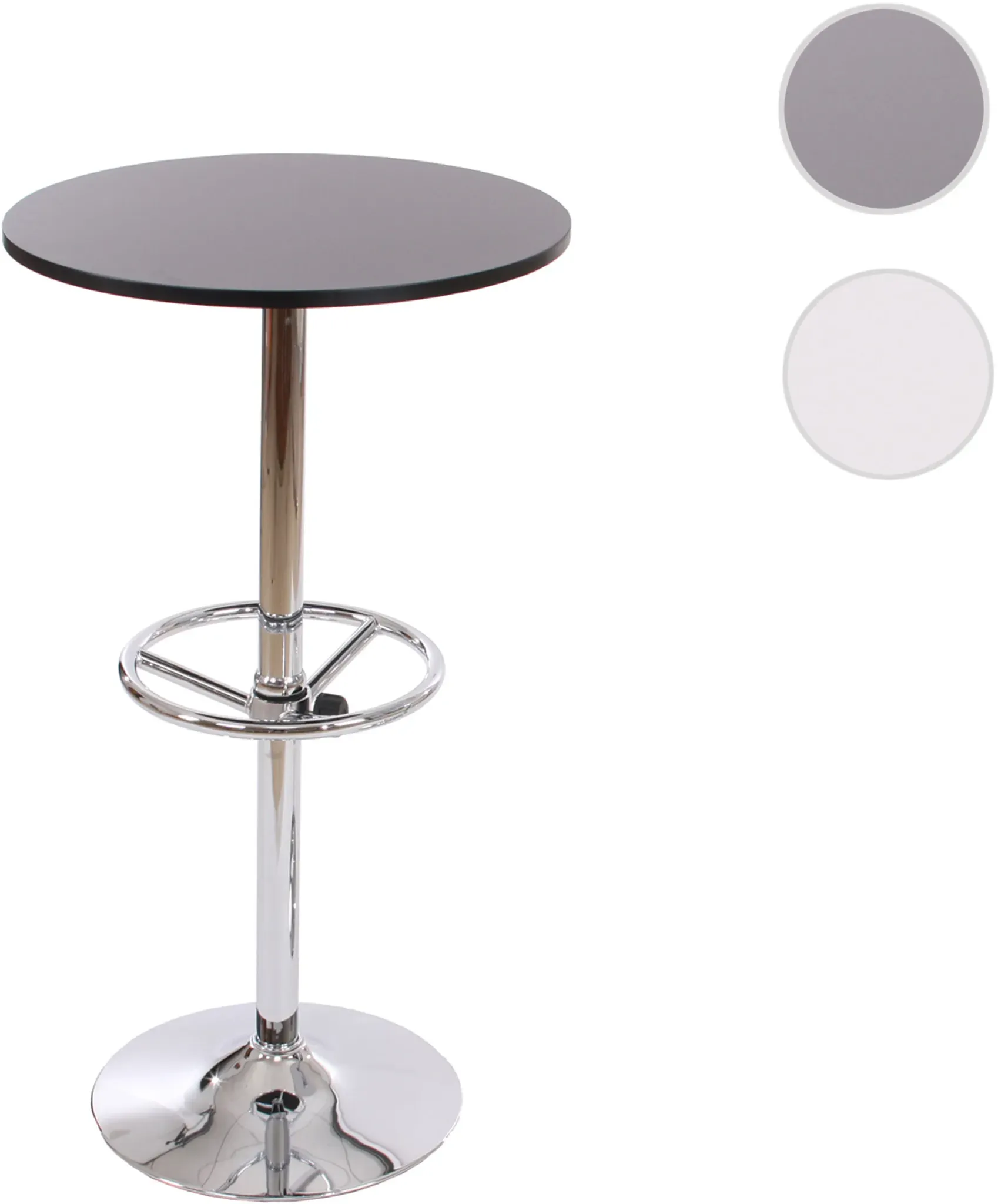 Stehtisch Bartisch Bistrotisch Empfangstisch Bari mit Fußablage Ø60cm ~ schwarz