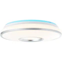 BRILLIANT Deckenleuchte "Visitation", silber (weiß, silber), Ø 39cm H: 10,3cm, Lampen, LED Deckenlampe 39cm weiß-silber