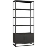 [en.casa] Bücherregal Hailuoto 80 x 40 x 180 cm Schwarz