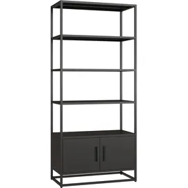 [en.casa] Bücherregal Hailuoto 80 x 40 x 180 cm Schwarz