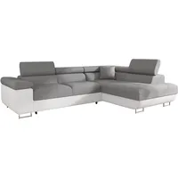 Mirjan24 Ecksofa Torezio mit Bettkasten, Einstellbare Kopfstützen, Sofa mit Schlaffunktion, Eckcouch für Wohnzimmer, Polsterecke, L-Form Couch mit Bettfunktion (Soft 017 + Lux 05, Seite: Rechts)