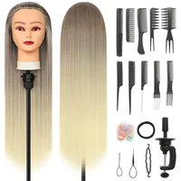 Trainingsköpfe, 28 inch Übungskopf Frisierkopf Friseur 100% Synthetikfaser-Haar Styling Kopf Frisierkopf für Frisöre mit kostenloser Klemme und DIY Flechtset(Golden)