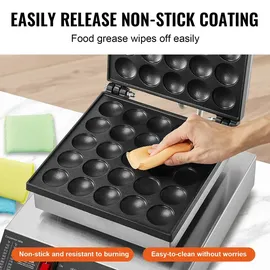 Vevor Mini-Pfannkuchenmaker kommerzielle Dutch Mini Pfannkuchen Maschine, 25 Stk., 43 mm Durchmesser, Dorayaki-Backmaschine, 1700 W, Temperatur- und Zeitregelung, in Küchen, Cafés und Restaurants
