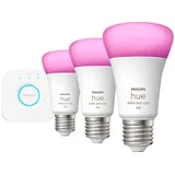 Philips Hue White und Col. Amb. E27 3-er Starter Set inkl. Bridge, 3x806-1100lm, 75W 16 Mio. Farben