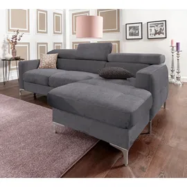 Cotta Ecksofa Sammy L-Form, mit Kopfteilverstellung, wahlweise mit Bettfunktion & Bettkasten grau