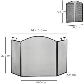 Homcom Kamingitter 128 x 2 x 76,5 cm schwarz