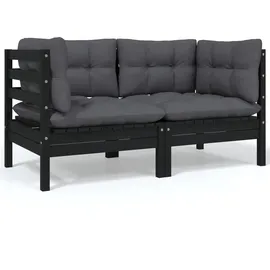 vidaXL 2-Sitzer Loungesofa schwarz inkl. Kissen 806650