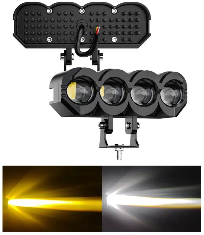 Universelle 40W LED-Halogen-Scheinwerfer Arbeitslampe Abblend-/Fernlicht weiß + gelb 9V - 85V für Jeep, Offroad, Auto, Motorrad