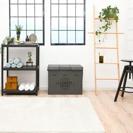 Dune Design Wäschekorb 3 Fächer - 84L Wäschesammler Anthrazit mit Deckel - Wäsche Organizer