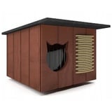 QLS Katzenhaus Outdoor Hütte Tik Höhle draußen Winterfest isoliert Holz 56x47cm 8660