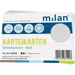 MILAN Karteikarte A4 kariert weiß 674020 100St
