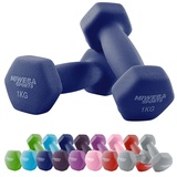 Miweba Sports Neopren Hantelset NKH100 | Profi Hantel - Hexagon Hanteln Set - Kurzhanteln - Kurzhantel Set - Gymnastikhanteln - Hantel Set - Dumbbell - 0,5-10 Kg (2X 1.0 kg, Königsblau)