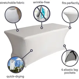 Perel Stretch-Tischhusse Rechteckig Weiß