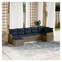 vidaXL Gartensofa-Set 7-tlg. grau Polyrattan