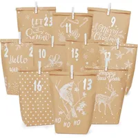 Luxuskollektion Adventskalender Tüten zum Befüllen - 24 bedruckte Geschenktüten